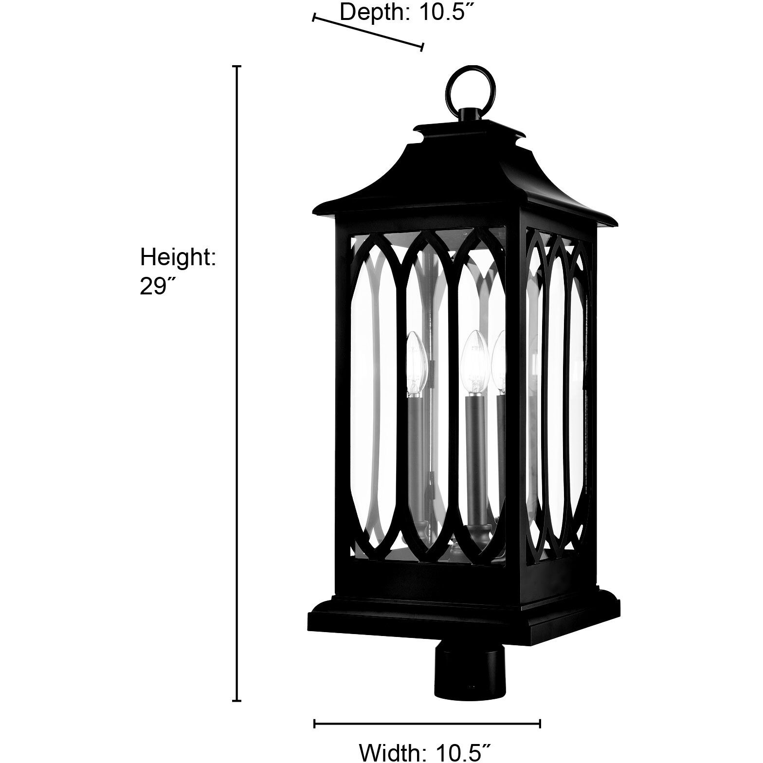 Mallorey 3 Light 29 inch Powder Coated Black Outdoor Post Lantern
